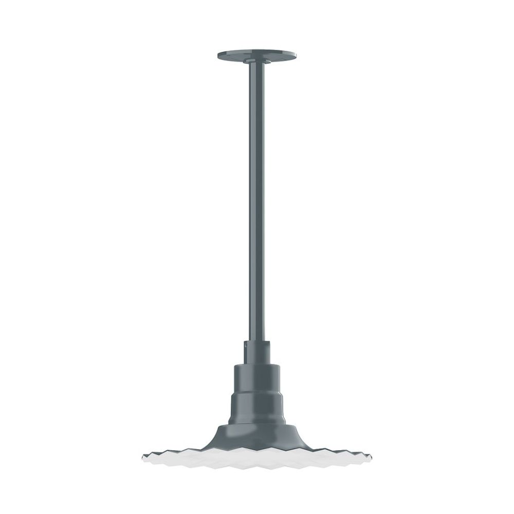 Montclair Lightworks STA158-40 12" Radial shade, stem mount pendant with canopy, Slate Gray